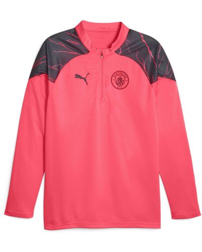 PUMA T-Shirt Manchester City Fußball-Trainings-Top mit Viertelreißverschluss - Pink