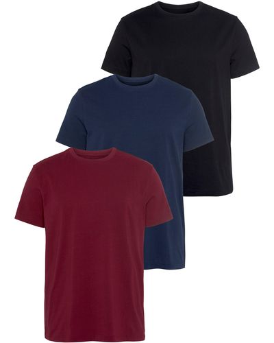AJC T-Shirt (Set, 3-tlg., 3er-Pack) aus reiner Baumwolle - Blau