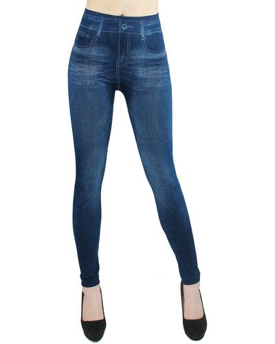 dy_mode Leggings in Jeans Optik Jeggings Jeansleggings High Waist mit elastischem Bund - Blau