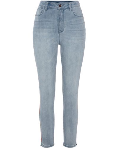 Lascana High-waist-Jeans mit seitlicher Stickerei - Blau