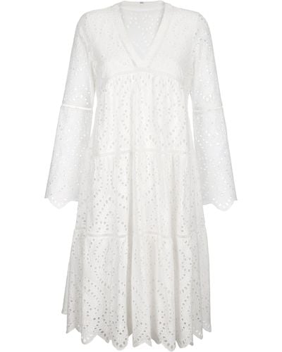 Alba Moda Spitzenkleid Kleid in sommerlicher Lochspitze - Weiß