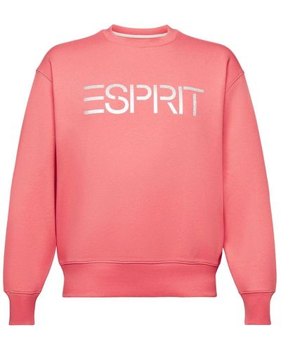 Esprit Rundhals-Sweatshirt aus Bio-Baumwolle mit Logo (1-tlg) - Pink