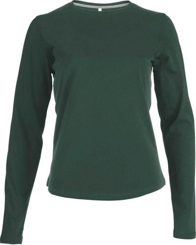 Kariban Rundhalsshirt Langarmshirt T- Longsleeve Shirt Baumwolle Rundhals - Grün