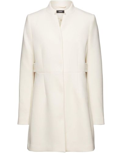 Esprit Kurzmantel Taillierter Mantel mit umgekehrtem Reverskragen - Weiß