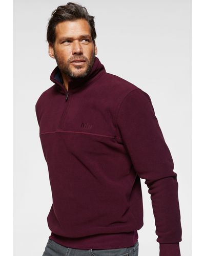 Man's World Man's World Fleecepullover mit Troyerkragen - Lila