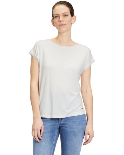 BETTY&CO T-Shirt kurzarm (1-tlg) Materialmix - Weiß