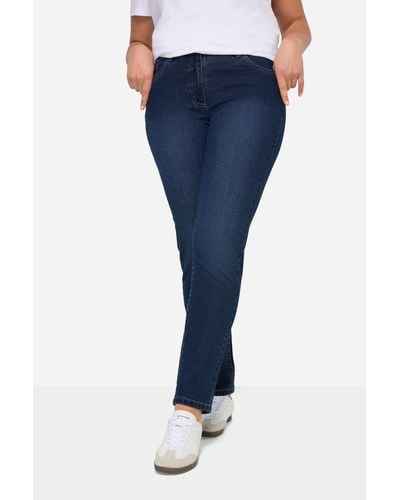 Angel of Style Röhrenjeans Jeans Emma Slim Fit Stretchkomfort 5-Pocket - Blau