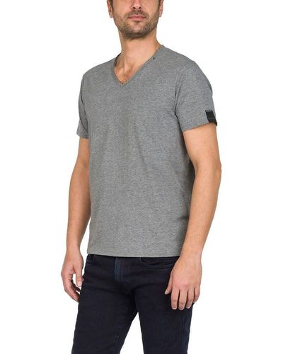 Replay T-Shirt offenen Kanten - Grau