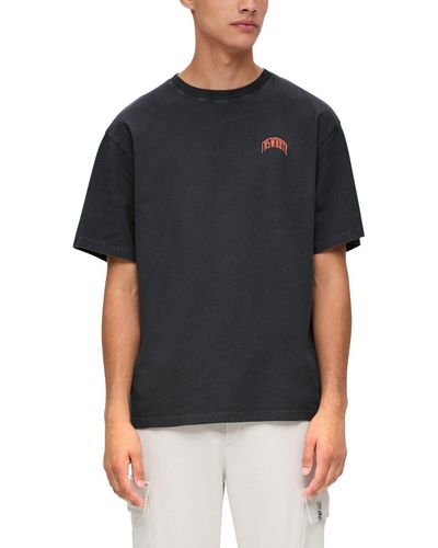 QS T-Shirt mit leichten Washed-Effekten - Schwarz