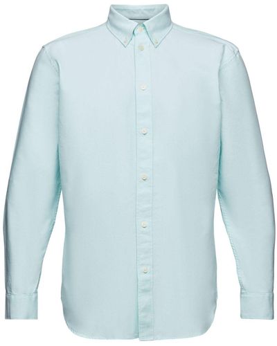 Esprit Langarmhemd Oxford-Hemd aus Baumwolle - Blau