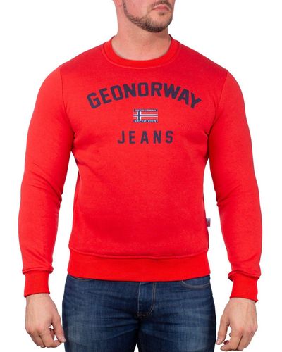 Geo Norway Rundhalspullover Sweatshirt bagassier (1-tlg) Elegantes Design mit Logo - Rot