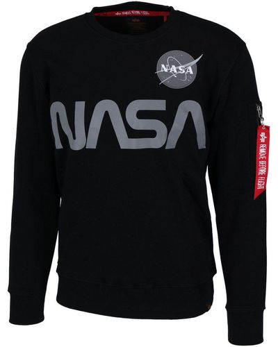 Alpha Industries Sweatshirt NASA Reflective Sweater (1-tlg) - Schwarz