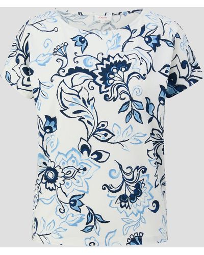 S.oliver Shirttop T-Shirt aus Viskosestretch - Blau