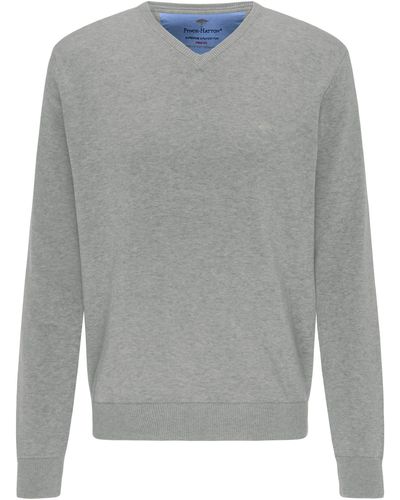 Fynch-Hatton Strickpullover V-Neck - Grau