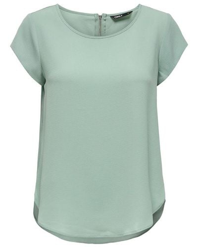 ONLY Blusenshirt Einfarbige Kurzarm Bluse T-Shirt Oberteil ONLVIC (1-tlg) 4043 in Mint - Grün