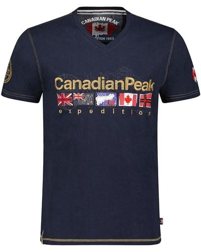 Canadian Peak T-Shirt V-Neck Joukeak aus Baumwolle mit Logostick - Blau