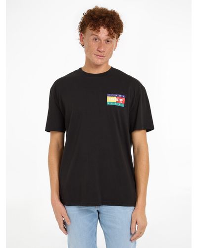 Tommy Hilfiger T-Shirt TJM REG POP COLOR FLAG TEE EXT mit Logoprint - Schwarz