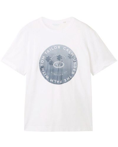 Tom Tailor Garment dye photoprint t-shirt - Weiß