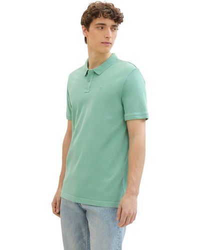 Tom Tailor Poloshirt aus reiner Baumwolle und mit Logo-Stickerei - Grün