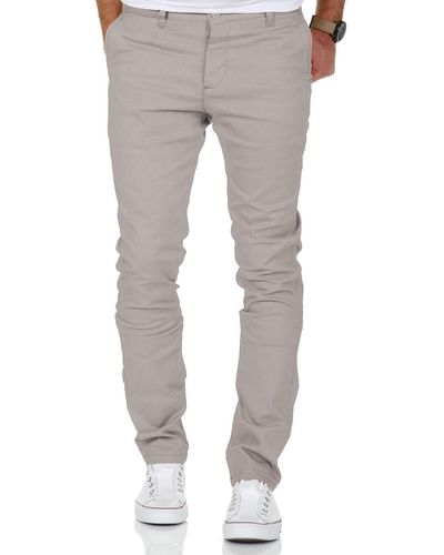 REPUBLIX Chinohose Regular Slim Hose Jeans Chino - Grau