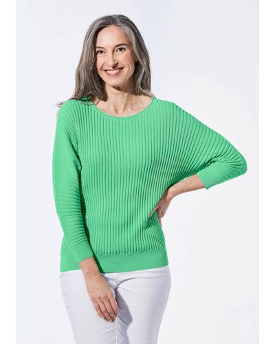 Goldner Strickpullover Kurzgröße: Pullover mit Fledermausärmeln - Grün