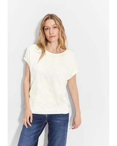 Cecil T-Shirt mit Gummizug im Bund - Weiß
