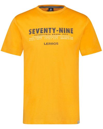 Lerros T-Shirt mit Logoprint - Gelb