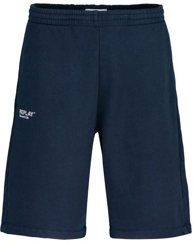 Replay Shorts Organic Cotton Fleece - Blau