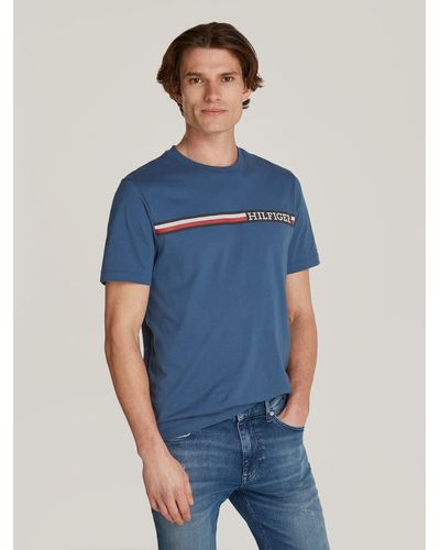 Tommy Hilfiger T-Shirt CHEST STRIPE TEE - Blau