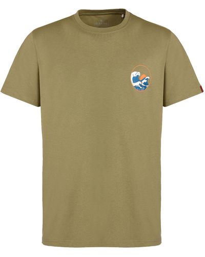 Elkline T-Shirt Wellenreiter Wellen Siebdruck Print - Grün
