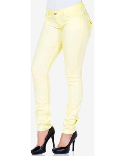 Cipo & Baxx Jeans mit figurbetontem Slim Fit-Schnitt - Gelb