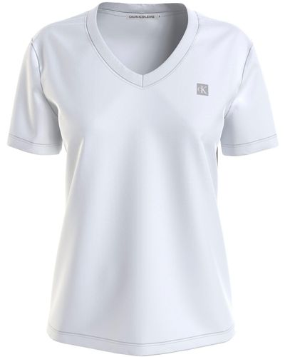 Calvin Klein Calvin Klein Jeans T-Shirt PLUS CK EMBRO BADGE V-NECK TEE Große Größen - Weiß