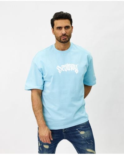 DENIM HOUSE Oversized T-Shirt mit ässigem Rückenprint Blau L