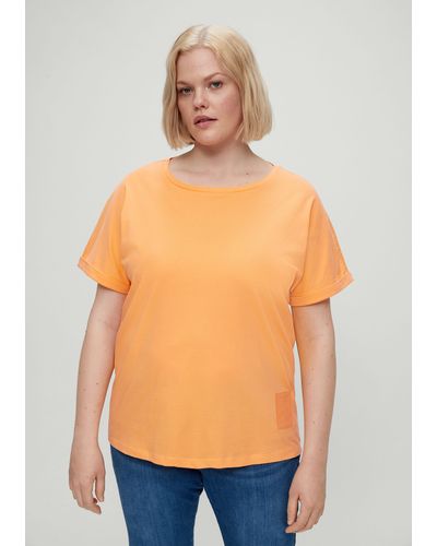 TRIANGL Kurzarmshirt Baumwollshirt mit Stickerei - Orange