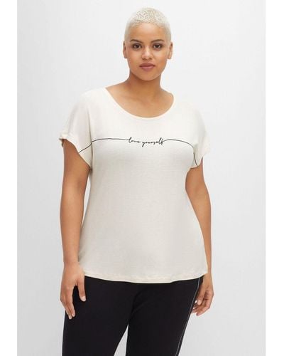 Sheego T-Shirt Große Größen mit Soft-Touch in Feinstrick-Optik - Weiß