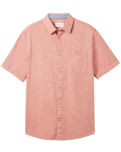 Tom Tailor T- structured slubyarn shirt, orange herringbone structure - Pink