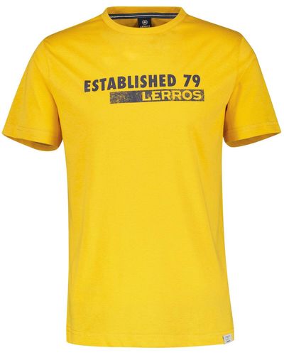 Lerros Logo T-Shirt, unifarben - Gelb
