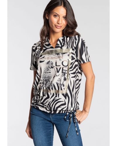 Laura Scott T-Shirt mit Animalprint - Weiß