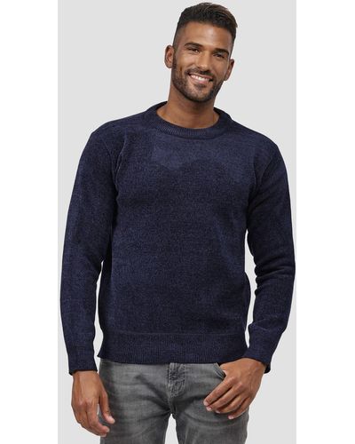 Max Men Strickpullover Einfarbiger Strick Pullover Basic Longsleeve Sweater - Blau