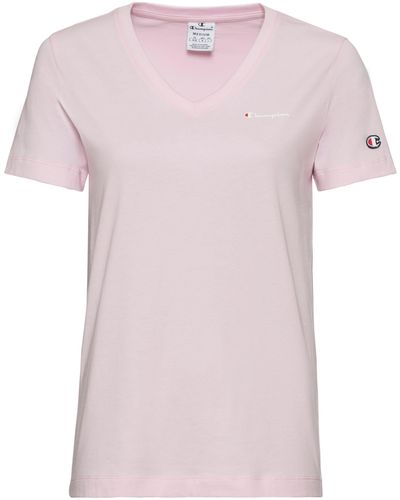 Champion Icons V-Neck T-Shirt in groß Größen - Pink
