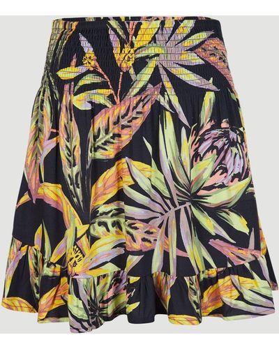 O'neill Sportswear ' Sommerrock Rock Smocked Skirt Black Tropical Flower - Weiß