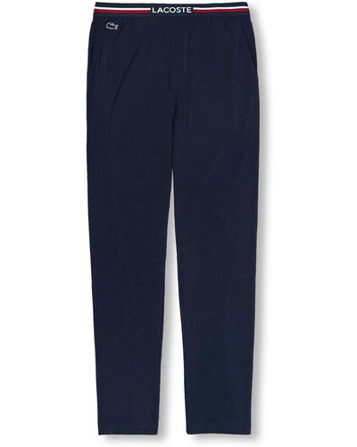 Lacoste Pyjamahose Pyjama-Hose mit 3-farbigem Webgummibund - Blau