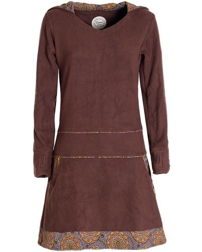 Vishes Midikleid Extra warmes Winterkleid Pullover-Kleid Sweatkleid Eco-Fleece Elfen - Braun