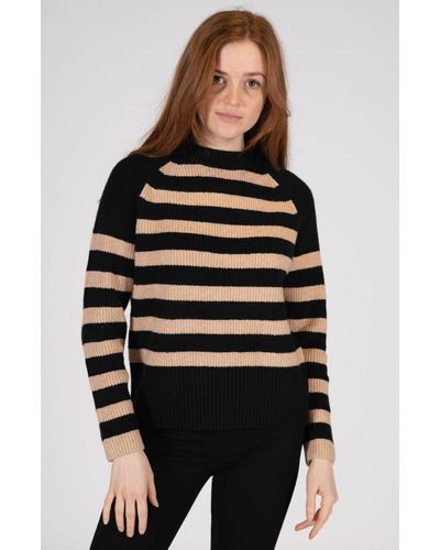 THE FASHION PEOPLE Sweatshirt Asymetric striped Sweater - Schwarz