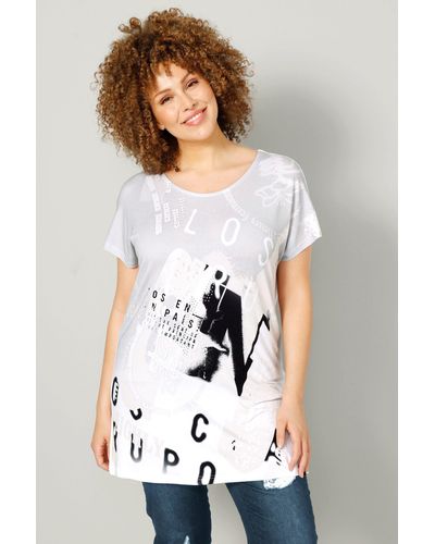 MIAMODA Rundhalsshirt T-Shirt bequem geschnitten Print-Motiv Halbarm - Weiß