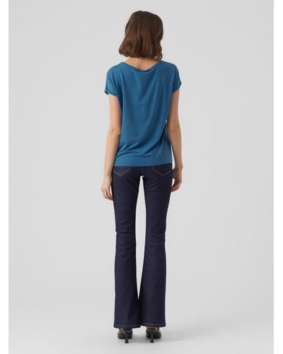 Vero Moda T-Shirt Ava (1-tlg) Plain/ohne Details - Blau