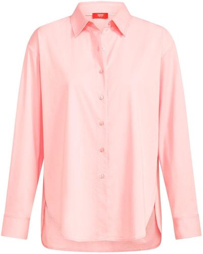 Esprit Langarmbluse Button-Down-Hemd im Oversize-Look - Pink