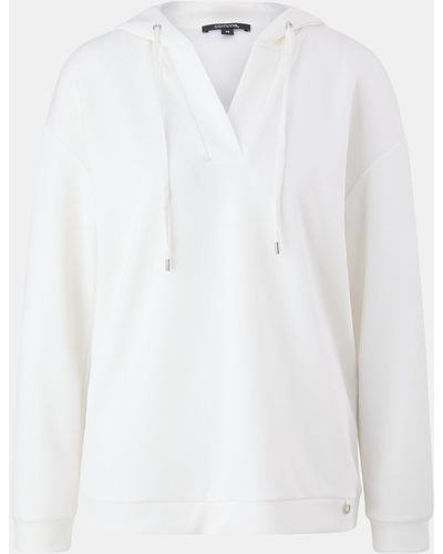 Comma, Scuba-Sweatshirt mit gefütterter Kapuze - Weiß