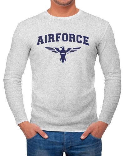 Neverless Longsleeve Airforce US Army Adler Militär Langarm-Shirt Fashion Streetstyle ® mit Print - Grau
