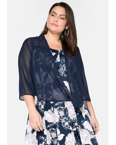 Sheego Bolerojacke Große Größen aus Chiffon - Blau